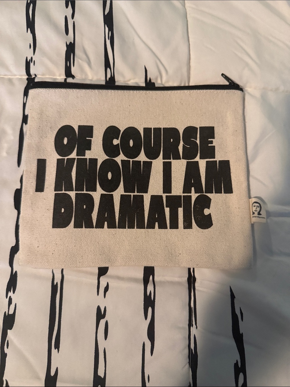 Dramatic Canvas Cosmetic Bag - Black on Natural